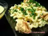 Recette Fusilli lunghi au saumon et sauce safranée.