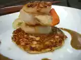Recette Coquilles st jacques et petite crêpe de courge spaghetti, sauce satay