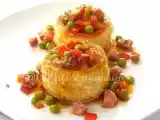 Recette Vol-au-vent au jambon, poivron et petits pois
