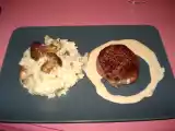 Recette Filet de boeuf, sauce foie gras et risotto aux cèpes