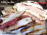 Recette Millefeuille cancoillotte, aubergine et jambon de sanglier.