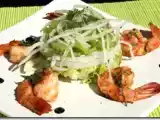 Recette Salade sucrine et radis glaçon aux gambas