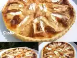 Recette Tarte au camembert, pommes et poires caramélisées sur une pâte brisée au cidre