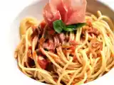 Recette Spaghettis sauce au jambon cru flambé à la vodka