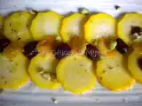 Recette Carpaccio de courgettes jaunes, cranberries et tuiles au parmesan