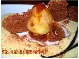 Recette Poire pochée à la crème de caramel et ses croustillants au chocolat