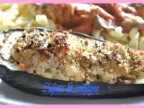 Recette Aubergine farcie au bleu d'auvergne et jambon de dinde