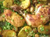 Recette Rôti poulet et aux petits pois
