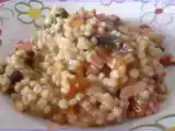 Recette Risotto à l'orge perlé, tomates et lardons