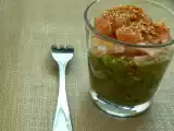 Recette Verrine avocat, saumon fumé, sésame et spiruline.