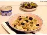 Recette Comme un risotto de riz complet, aux olives noires et vertes et thon au citron