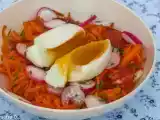 Recette Salade de carottes rapées au chorizo et oeuf mollet