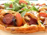 Recette Tarte soleil aux poivrons, chorizo et feta