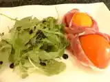 Recette Pêche en habit de jambon cru et sa salade de roquette