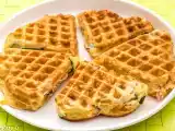 Recette Gaufres aux courgettes, jambon, tomates et mozza