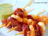 Recette Brochette de scampis et chorizo à la sauce verte
