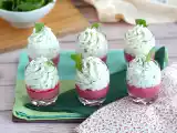Recette Verrines à la betterave et mousse de roquette