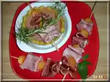 Recette Velouté de melon et ses brochettes aux deux jambons.