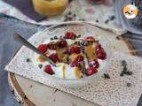 Recette Skyr bowl aux fruits rouges, beurre de cacahuètes et chocolat