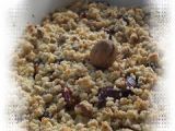 Recette Crumble de saison... strates poires et prunes sous croûte croustillante aux noix