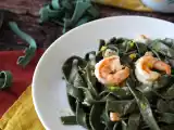 Recette Pâtes à la spiruline, aux crevettes et au citron : un plat riche en nutriments au goût unique