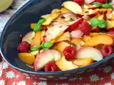 Recette Salade de fruits: pêche abricot framboise super gourmande!
