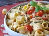 Recette Pâtes crémeuses aux courgettes, tomates cerises, fromage frais et citron