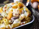 Recette Gratin de pâtes au potiron et aux champignons