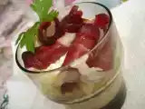Recette Verrine au confit de pommes, chèvre et magrets fumés