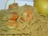 Recette Spaghettis aux crevettes sauce coco safrané et zestes de citron.