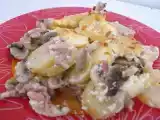 Recette Gratin aux pommes de terre, champignons et lardons
