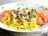 Recette Spaghetti au saumon fume et courgettes