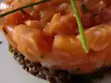 Recette Tartare de saumon aux lentilles vertes du puy et croquettes de lentilles