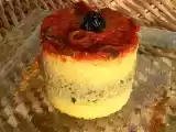 Recette Bayadère de polenta au flan de courgettes à la tapenade et à la ricotta.