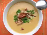 Recette Velouté de potiron aux chataignes & lard grillé