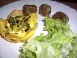 Recette Tartelettes pommes de terre - feta - courgette et boulettes de viande au persil