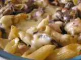 Recette Gratin d'hiver aux pâtes complètes, jambon et champignons