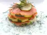 Recette Mille-feuilles de truite fumée et courgettes en folie d'herbes