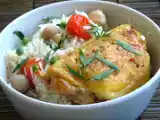 Recette Poulet croustillant sel poivre à l'estragon et riz aux légumes