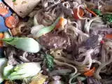 Recette Wok : nouilles de riz au boeuf