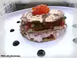 Recette Millefeuille de crêpes à la ricotta, saumon frais & petits légumes