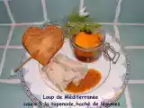 Recette Loup de méditerranée, sauce à la tapenade noire, haché de légumes