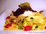Recette Pavé de saumon vapeur à la tapenade, sauce au poivron rouge