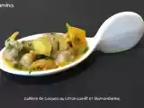 Recette Cuillères apéritives pour les fêtes: coques, mandarines et citron confit