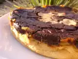 Recette Clafoutis au lait d'amande, banane, corolle de pomme et tourbillon de chocolat