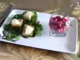Recette Petite entrée sympa : petits canapés de chèvre aux deux salades