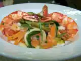 Recette Sauté de gambas au lait de coco, tagliatelles de légumes