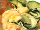 Recette Papillotes aux gambas, courgettes et sa crème au curry