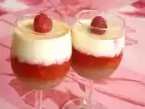 Recette Gelée de chocolat blanc, compote de rhubarbe confite à la fraise