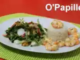 Recette Mesclun de radis, oignons blancs, roquette et crevettes